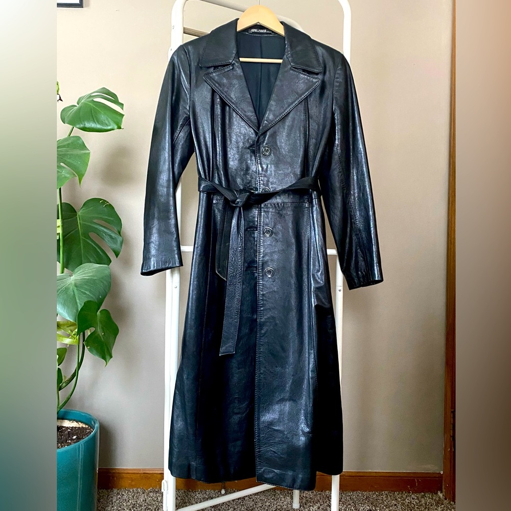 Leather trench coat